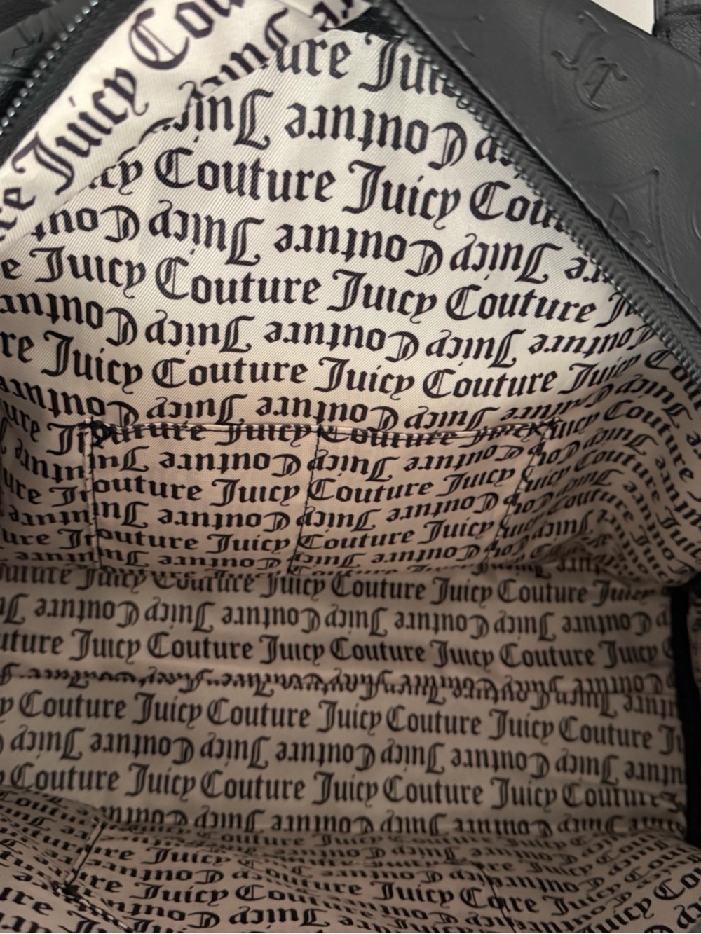 Juicy Couture Black Tote with Logo-Print Lining